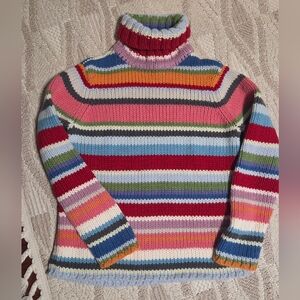Gap Rainbow Stripe Chunky Turtleneck Sweater 2000 Holiday Vintage Y2K Size LARGE